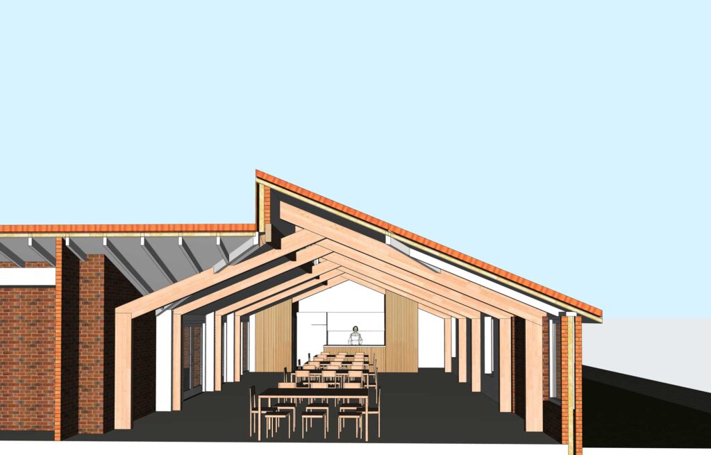 Ontwerp aanbouw religieus centrum 3D tekening